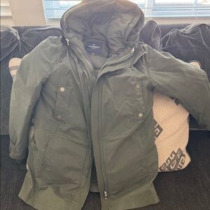 American Eagle Outfitters Olive Hooded Jacket